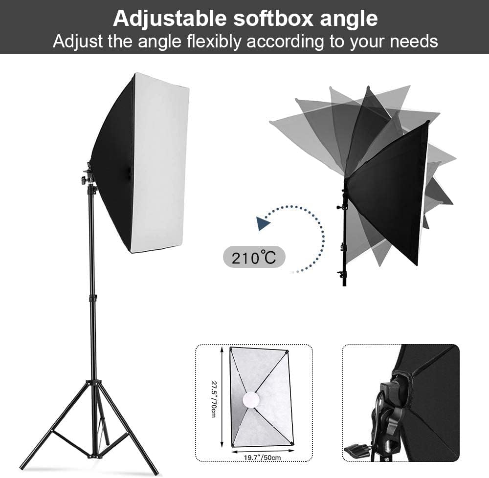 사진 촬영용 소프트박스 조명 키트, 2팩 19.7인치  - Photography Lighting Set Up 리뷰 및 가격